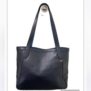 EUC Coach Dark Navy Blue Horse and Carriage Shoulder Bag